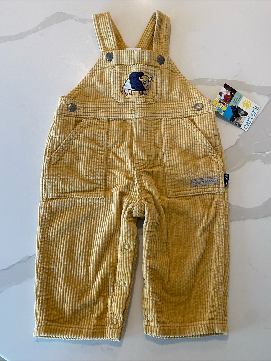 New Rare Htf Vintage Carterâs Corduroy Embroidered Buffalo 100% Cotton Overall